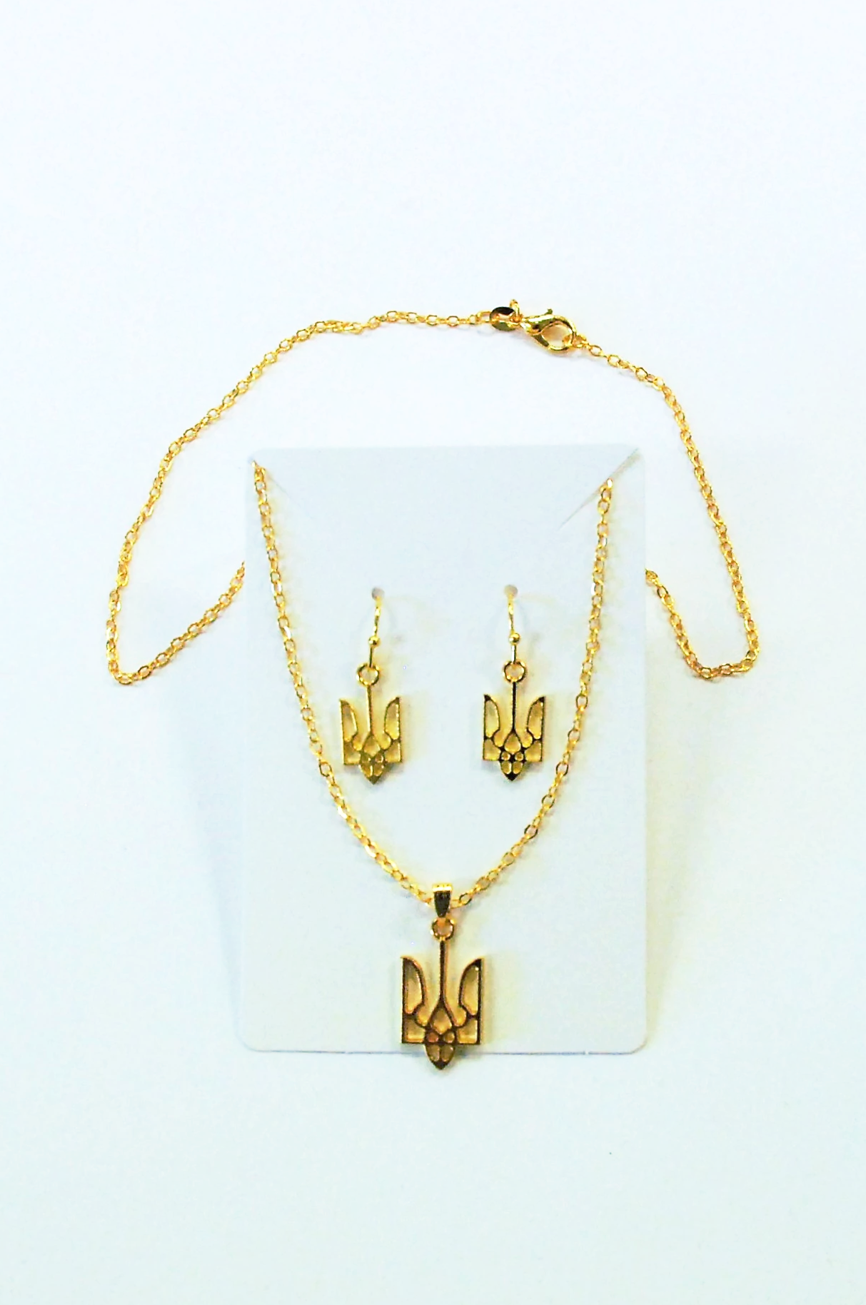 Ukrainian patriotic jewelry set "Tryzub" Gold color