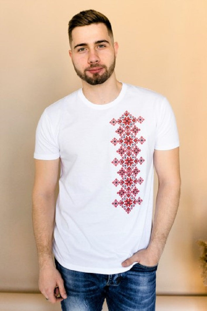 Ukrainian Men's t- shirt with red embroidery