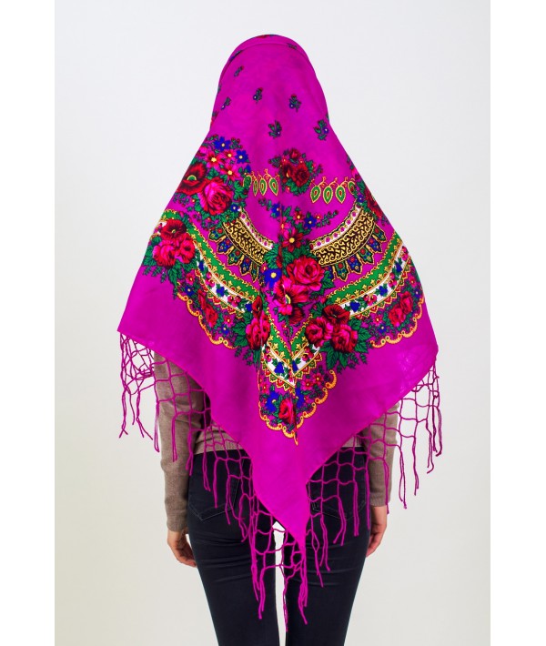 Ukrainian shawl "Hustka". Pink. Large