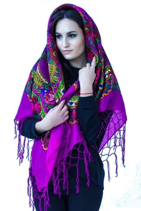 Ukrainian shawl "Hustka". Purple. Large