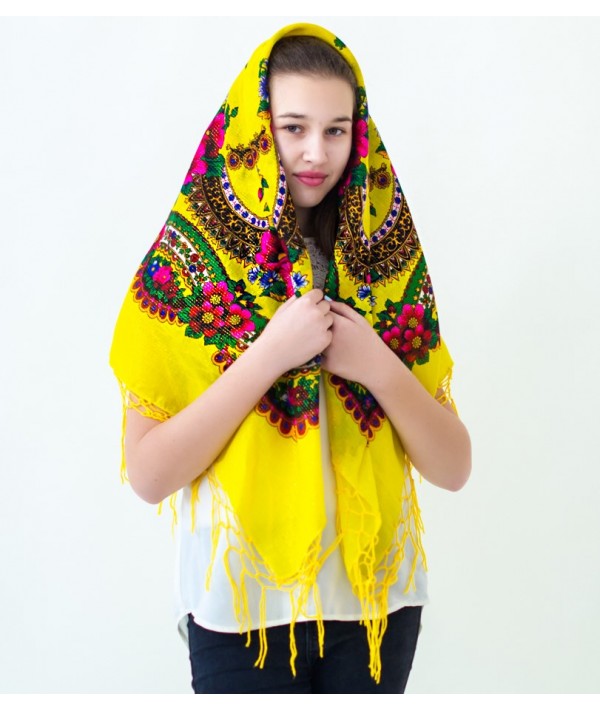 Ukrainian shawl "Hustka". Yellow. Large