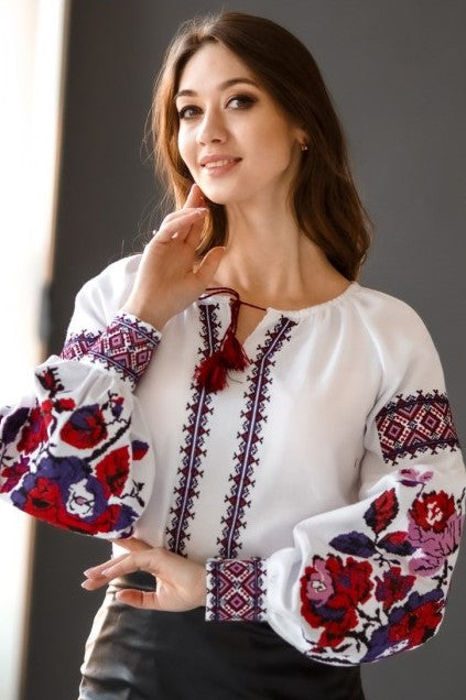 Ukrainian cotton blouse "Rose goodness"