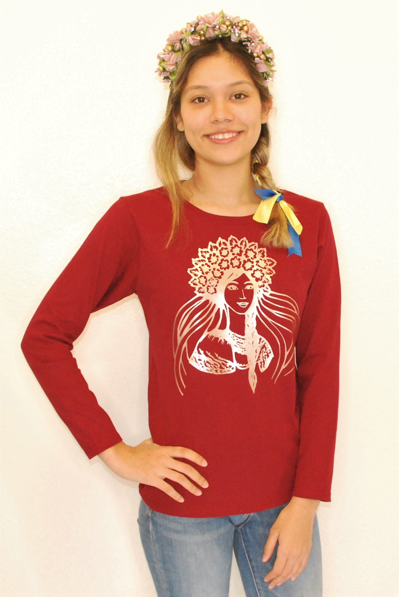 Women's long sleeve shirt "Krasa" red