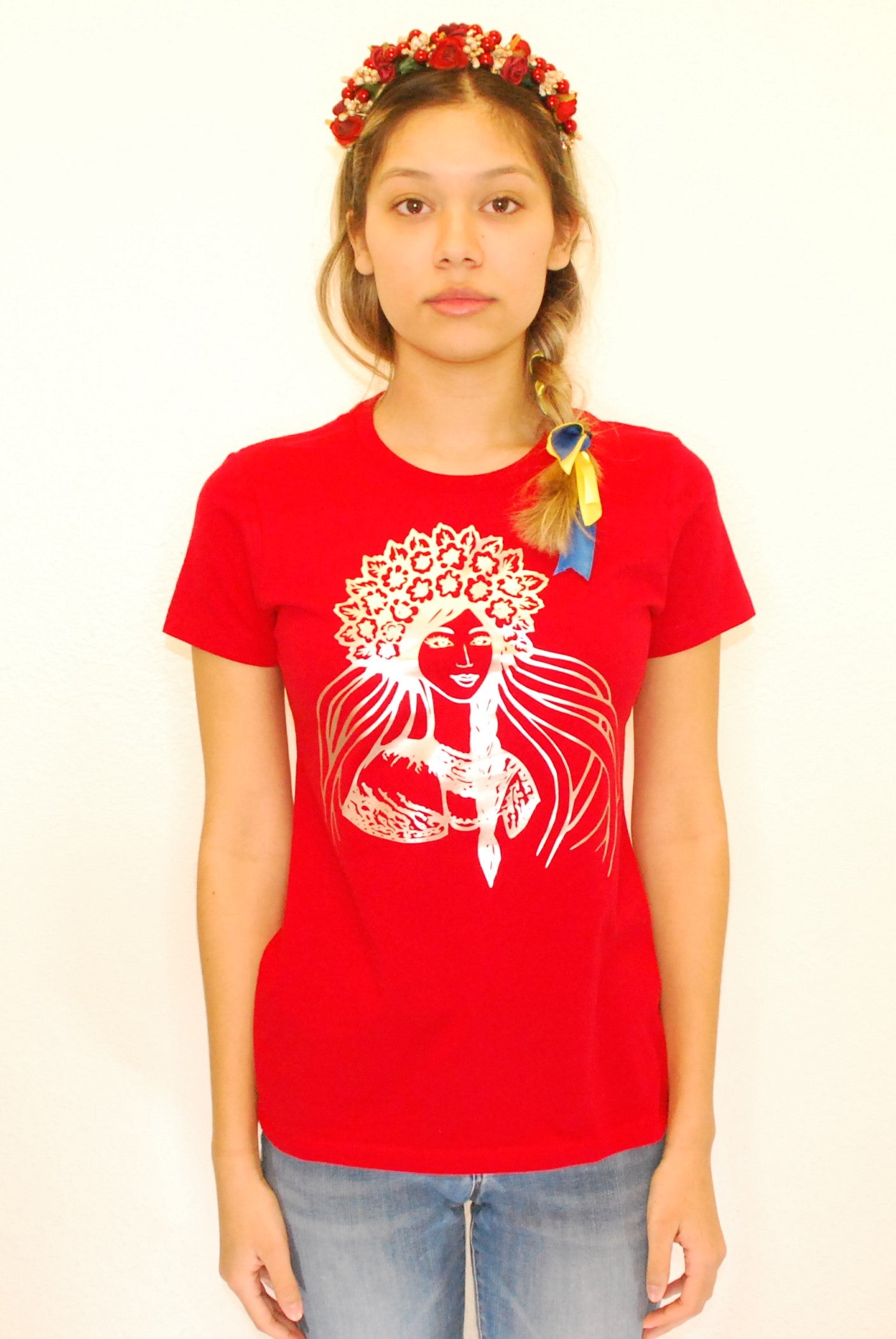 FEMALE FIT T-SHIRT "TRIDENT" RED