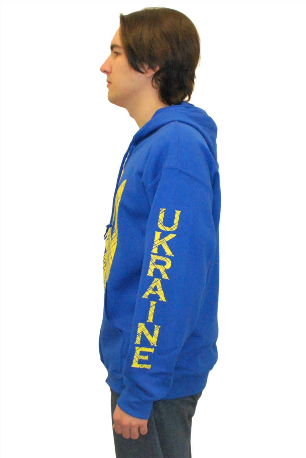 Zip-up hooded jacket "Trident". Unisex. Blue