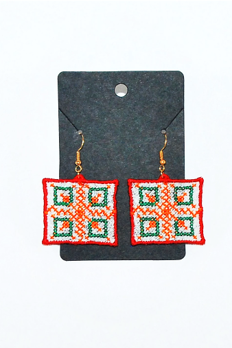 Lace earrings "Cross-stitch square"