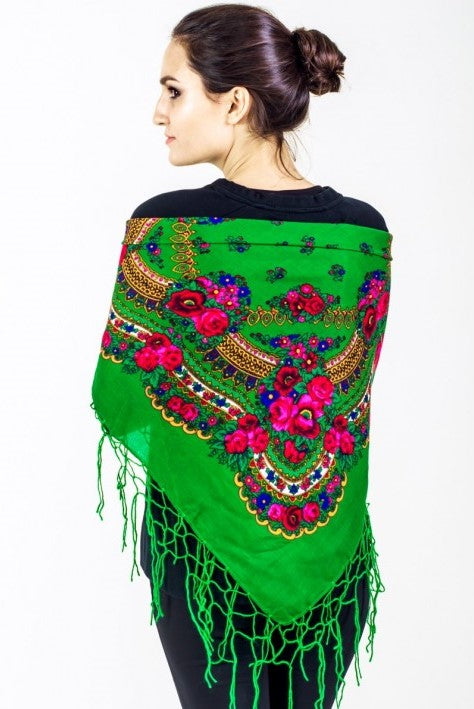 Ukrainian shawl "Hustka". Green. Medium