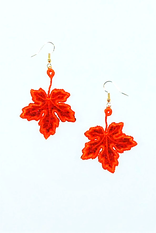 Lace earrings "Maple leaf"