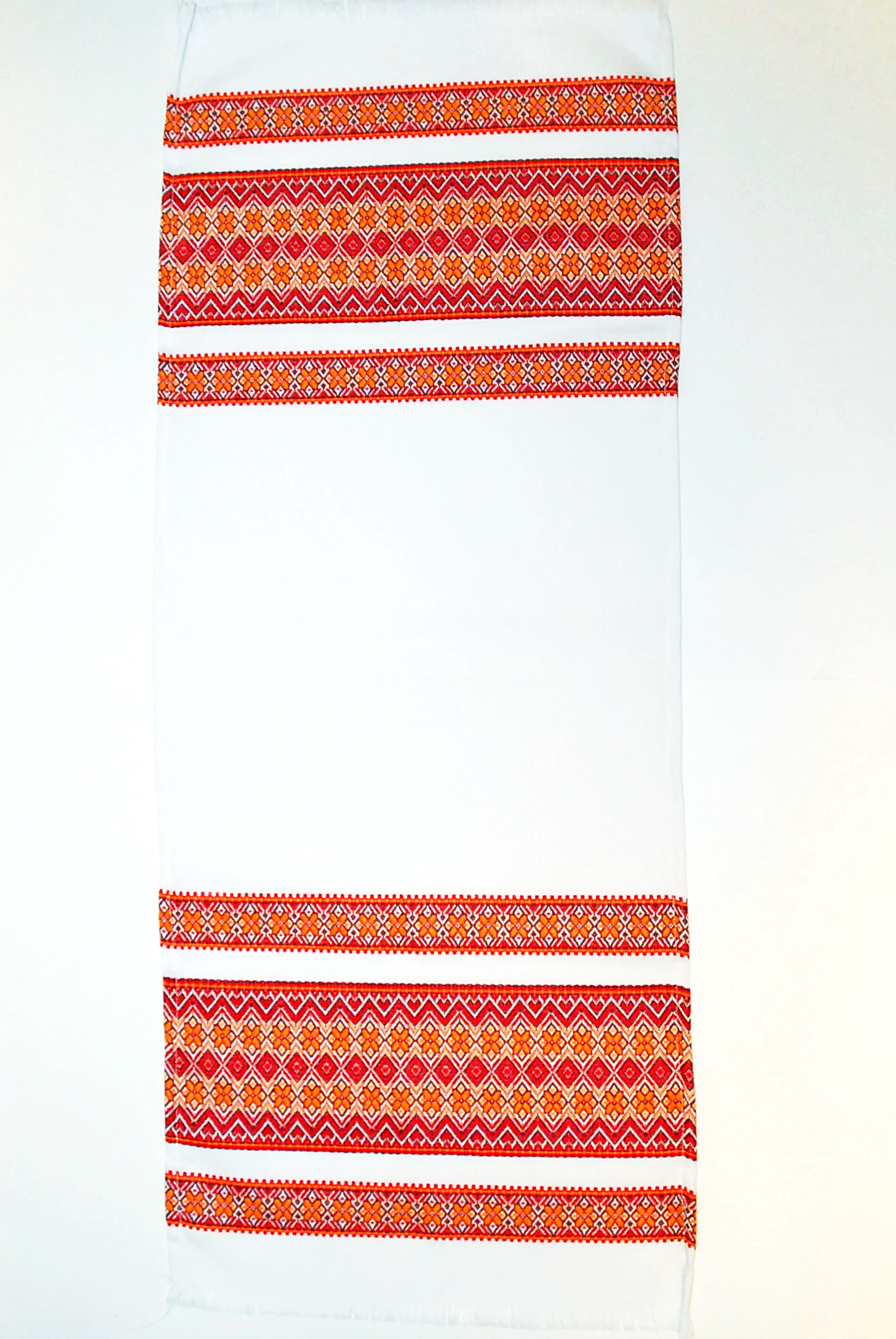 Ukrainian woven bread towel "Rushnyk". Red/orange