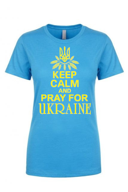 Female fit t-shirt "Keep calm and pray for Ukraine"