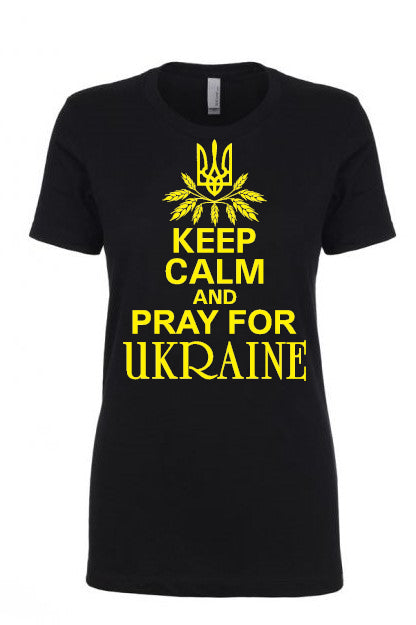 Female fit t-shirt "Keep calm and pray for Ukraine"