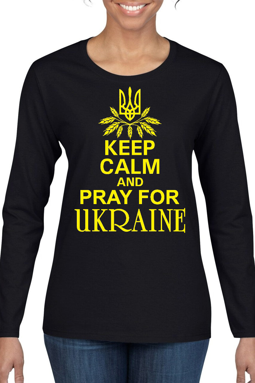 Ladies' long sleeve top "Keep calm and pray for Ukraine"